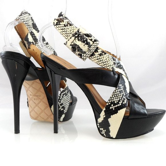 NIB$695 L.A.M.B. Echo Snakeskin Platform Sandals Stiletto Heels Slingback 8.5 - Picture 9 of 14